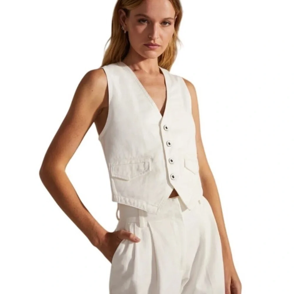 FAVORITE DAUGHTER The Poppy White Denim Western Vest